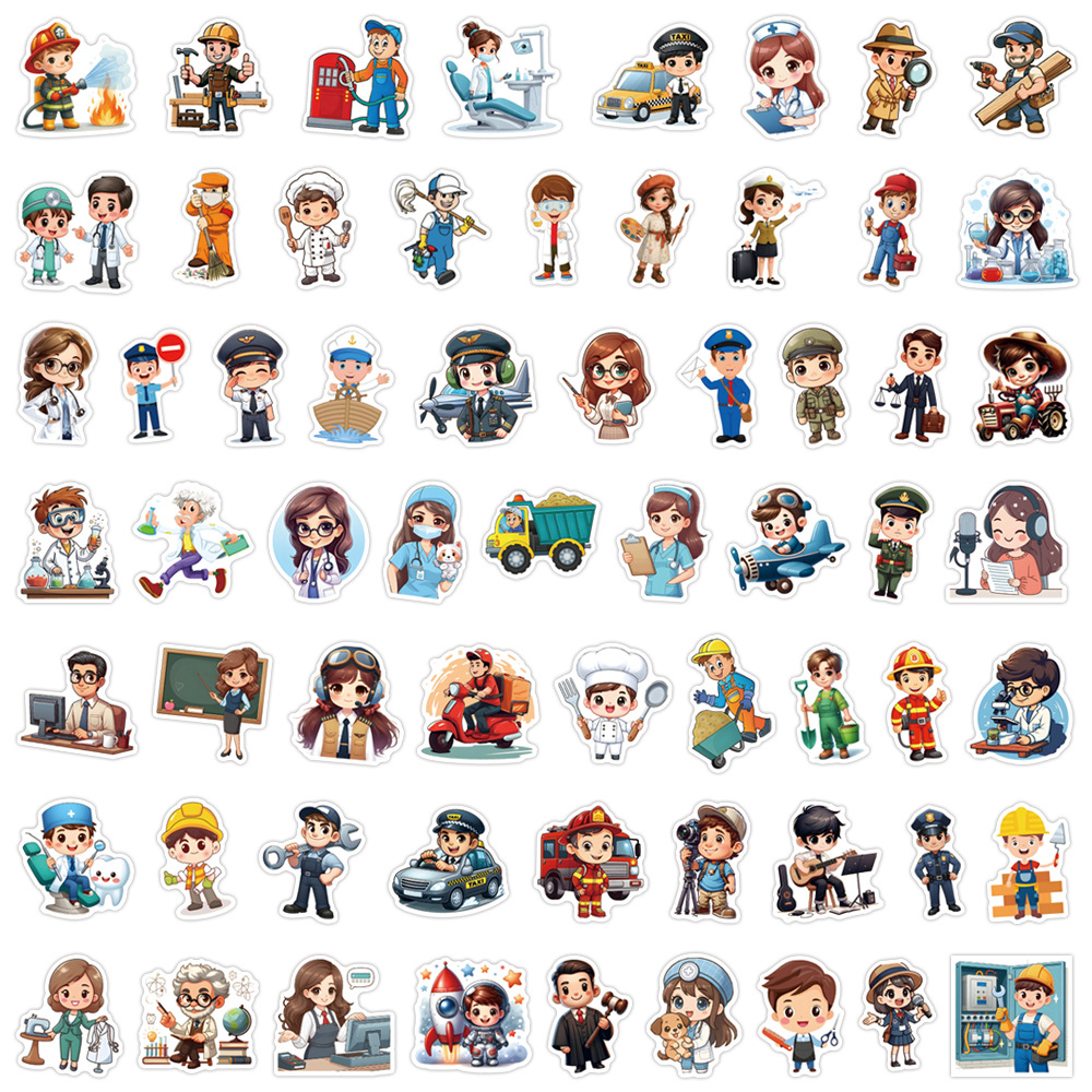 Kids Toys Cartoon Images - 60PCS Carrière Werk Carrière Stickers Cartoon